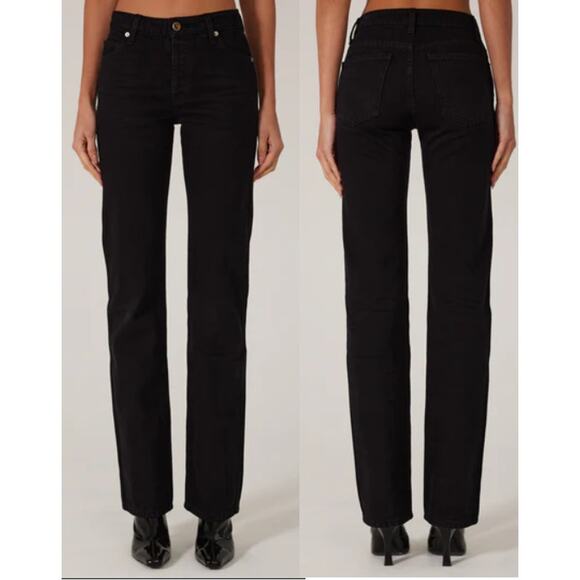 SAME The Perfect Cotton Mid Rise Straight Leg Denim Jeans Black Women's Size 27 - Picture 1 of 5